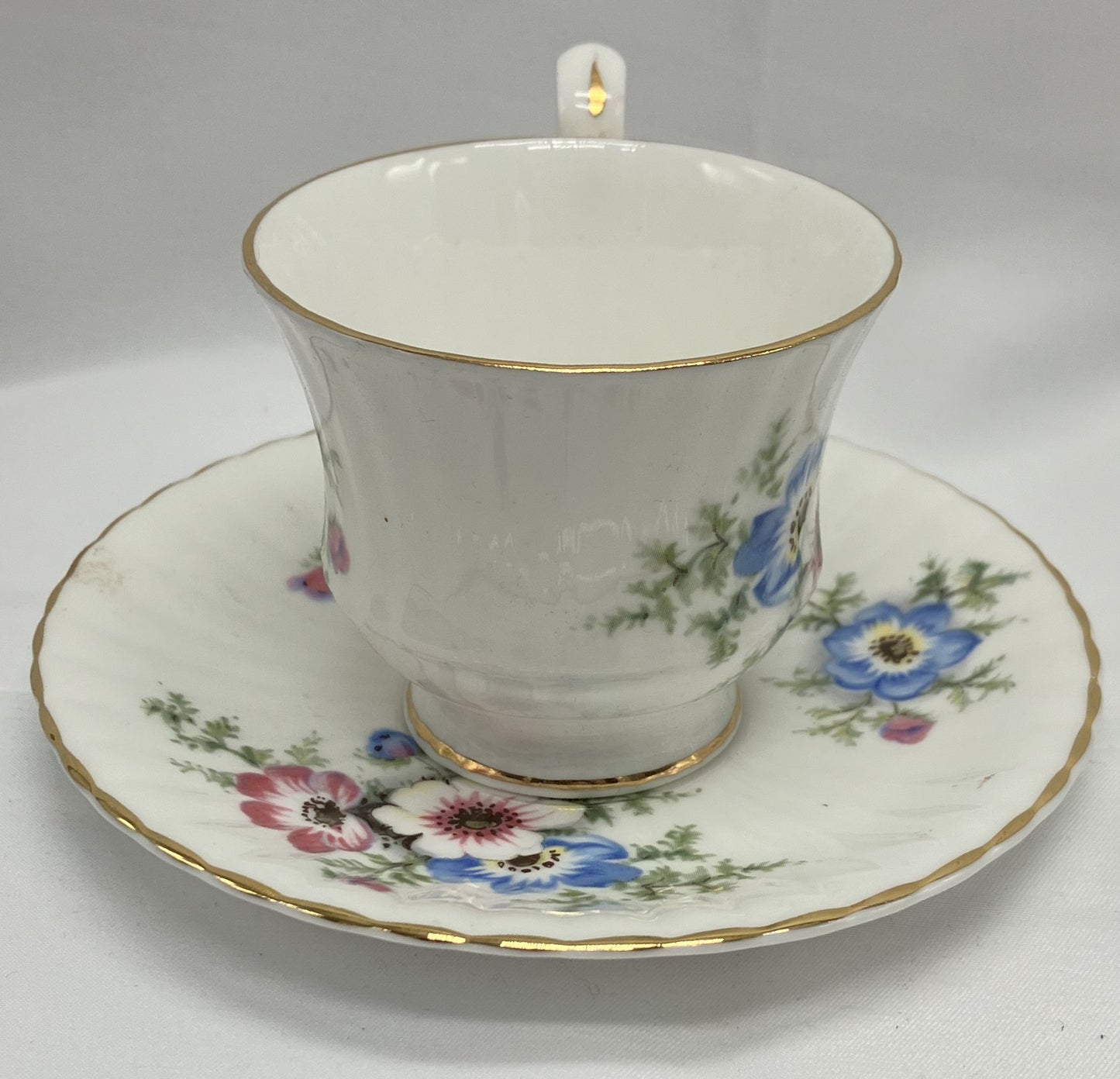 Antique "Poppy" Demi Tasse / Teacup and Saucer, Bone China.