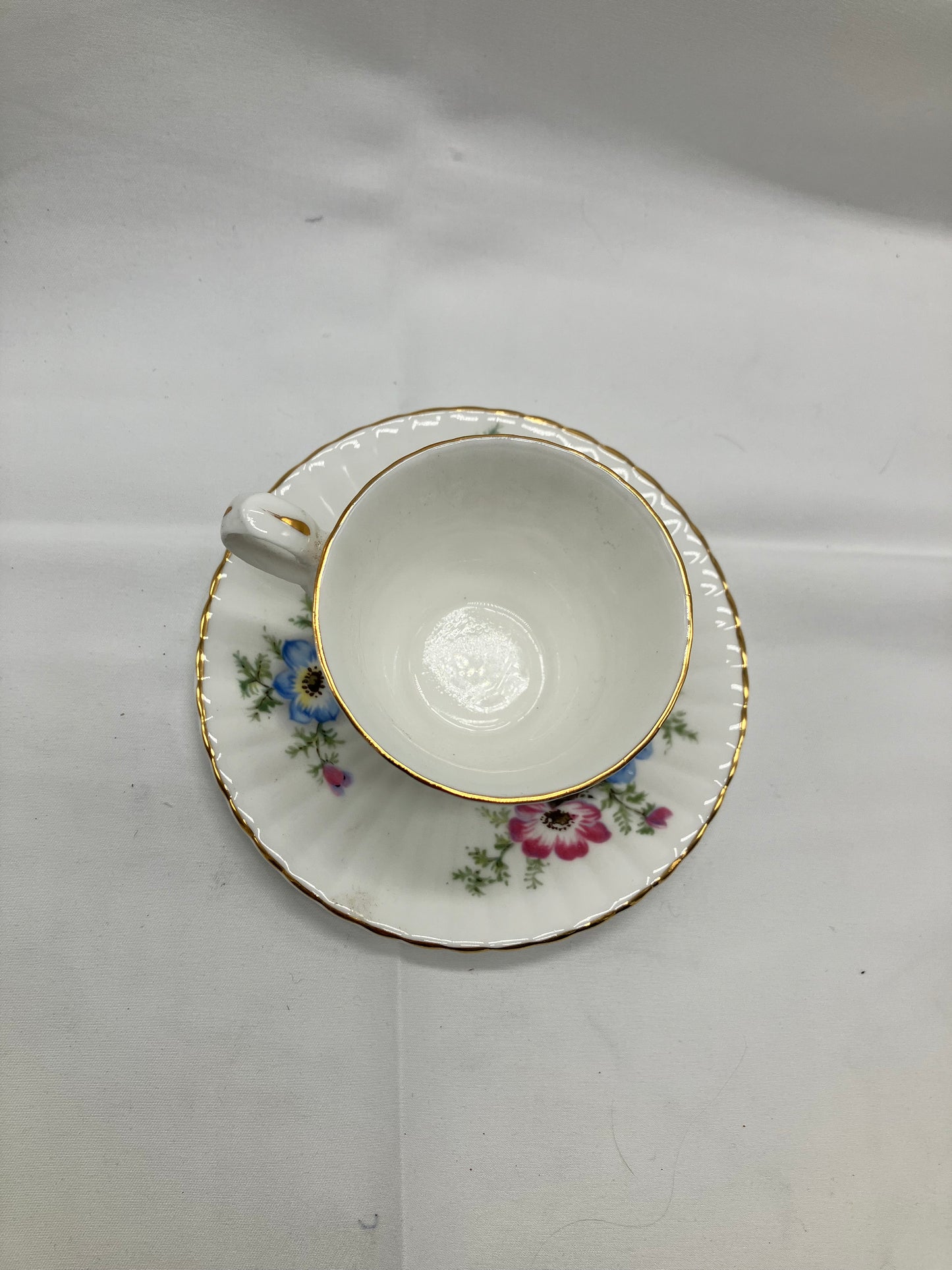 Antique "Poppy" Demi Tasse / Teacup and Saucer, Bone China.