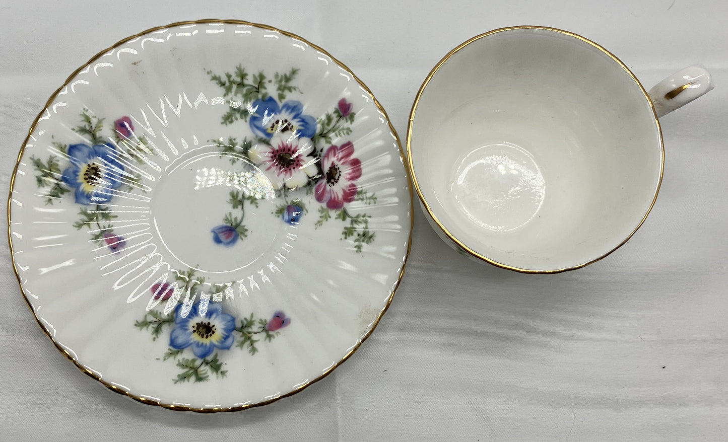 Antique "Poppy" Demi Tasse / Teacup and Saucer, Bone China.