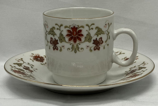 Antique "Snap Dragon" Demi Tasse / Teacup and Saucer, Fine Porcelain.