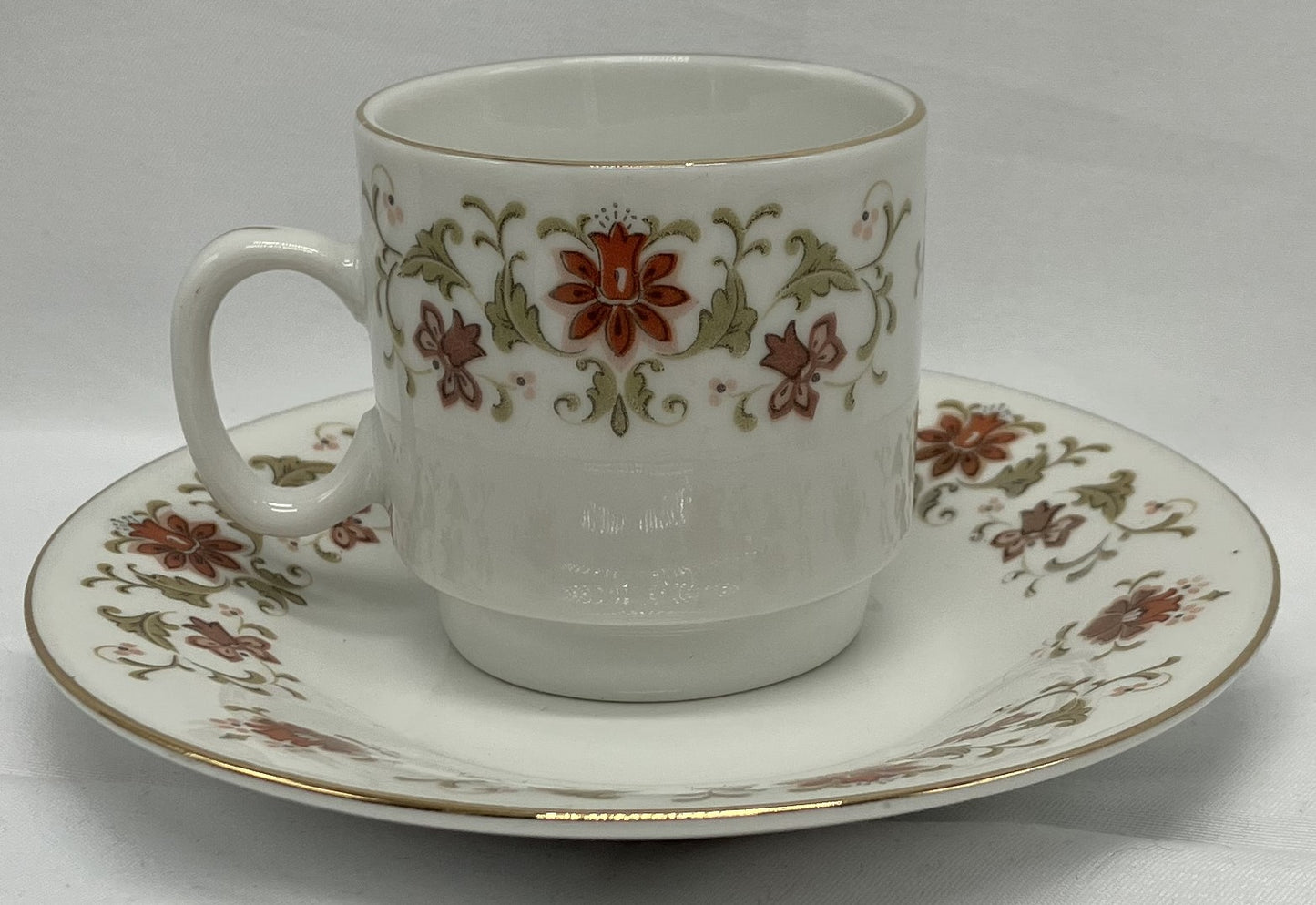 Antique "Snap Dragon" Demi Tasse / Teacup and Saucer, Fine Porcelain.