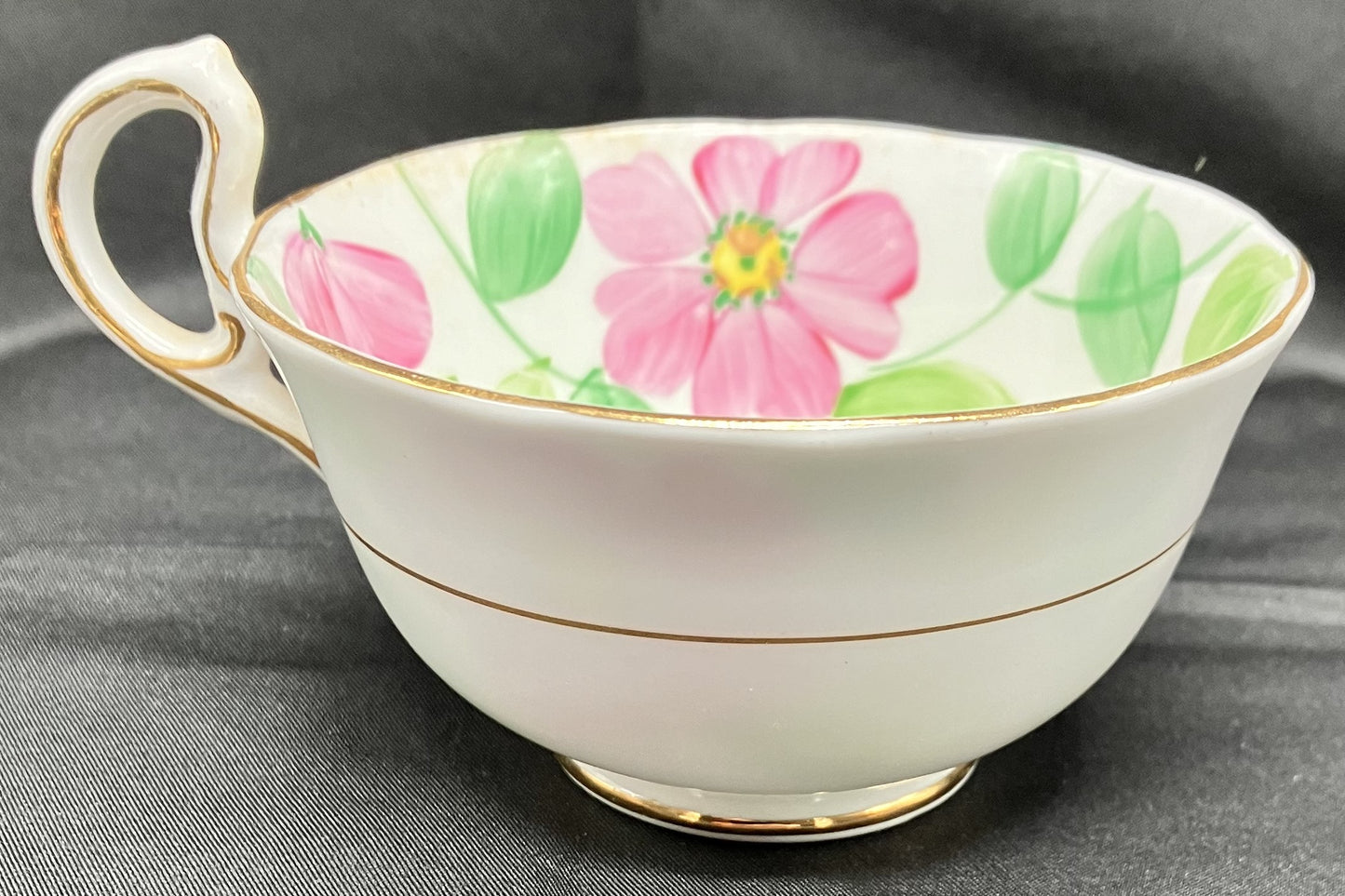 Pink Floral Bone China Teacup, Made in England