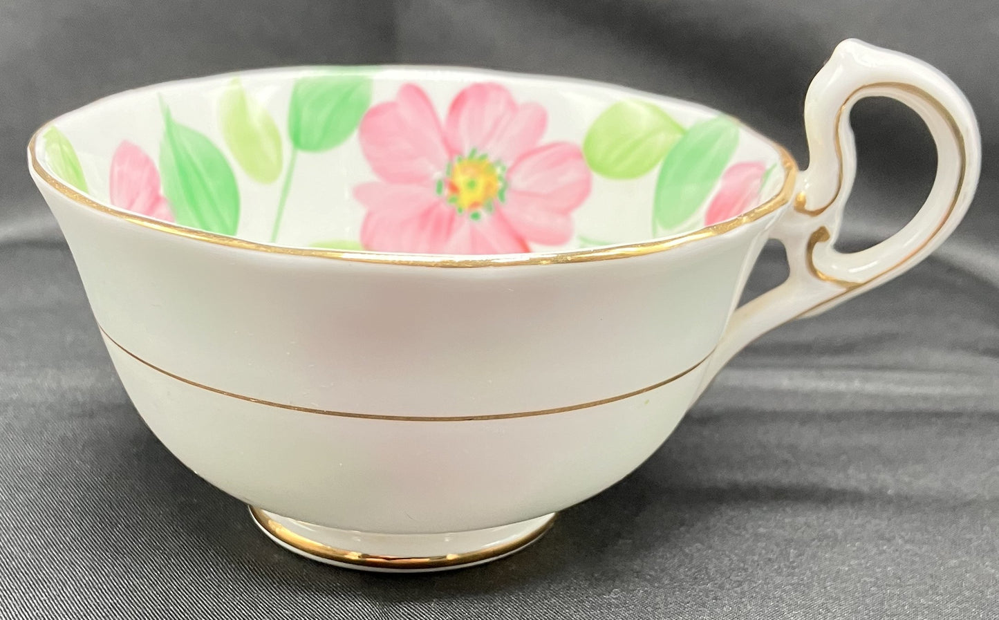 Pink Floral Bone China Teacup, Made in England