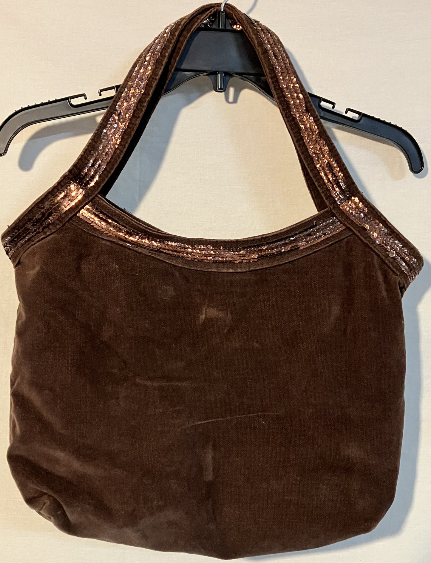 Brown Velour and Sequin Purse