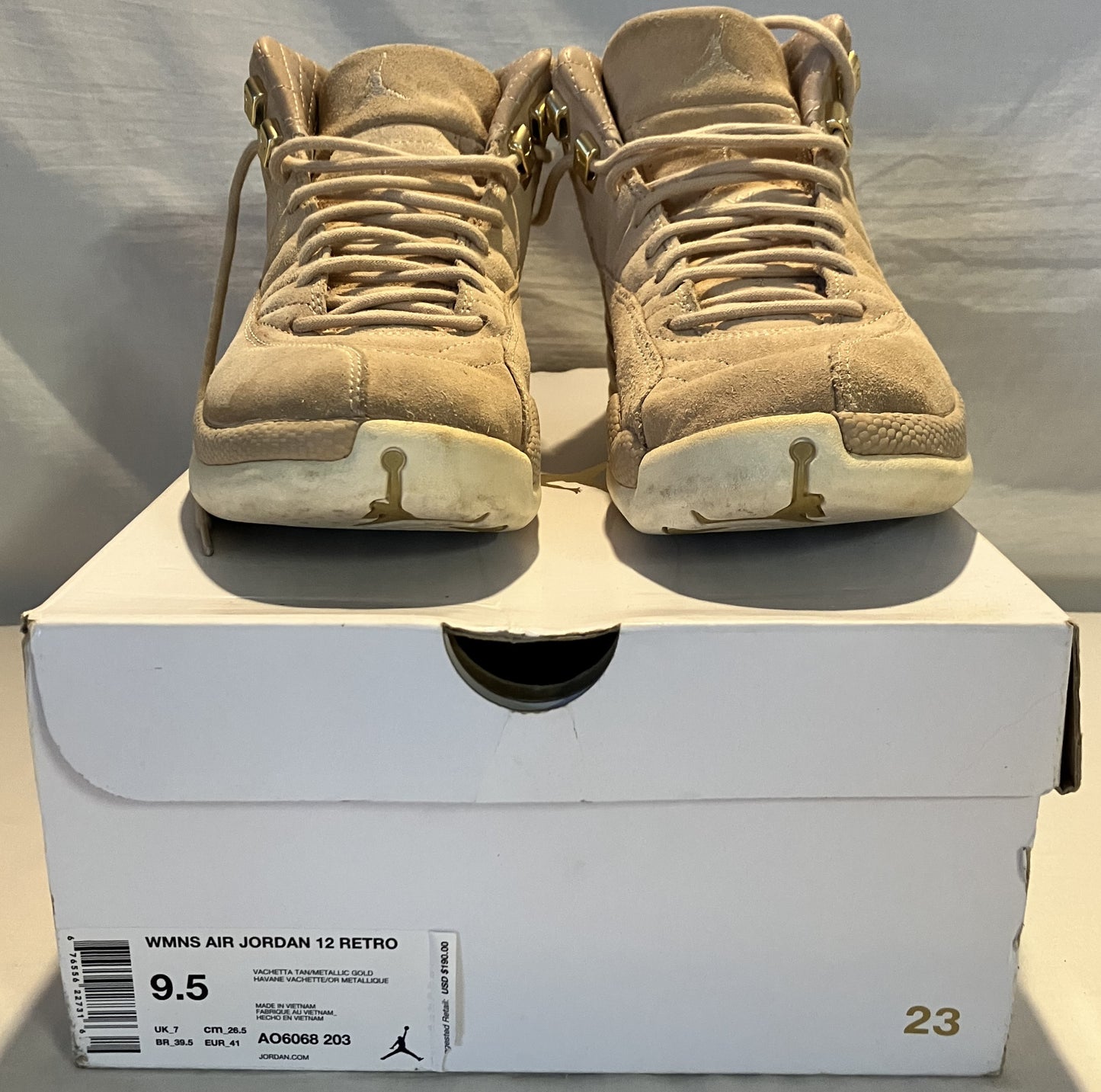 Air Jordan 12 Retro Womens size 9.5 Vachetta Tan/Metallic Gold