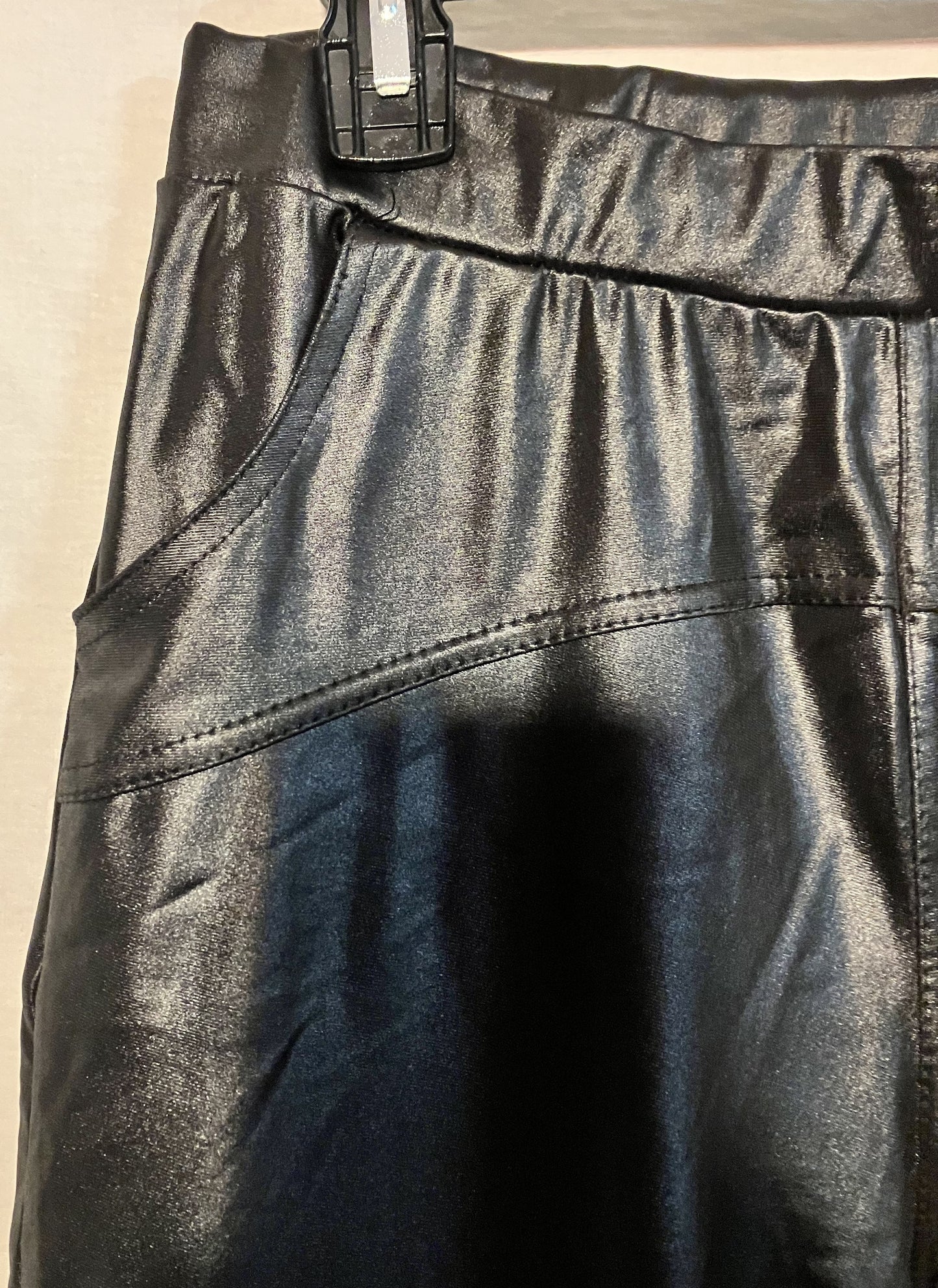 Leather Look Stretch Pants, Black, XL/XXL