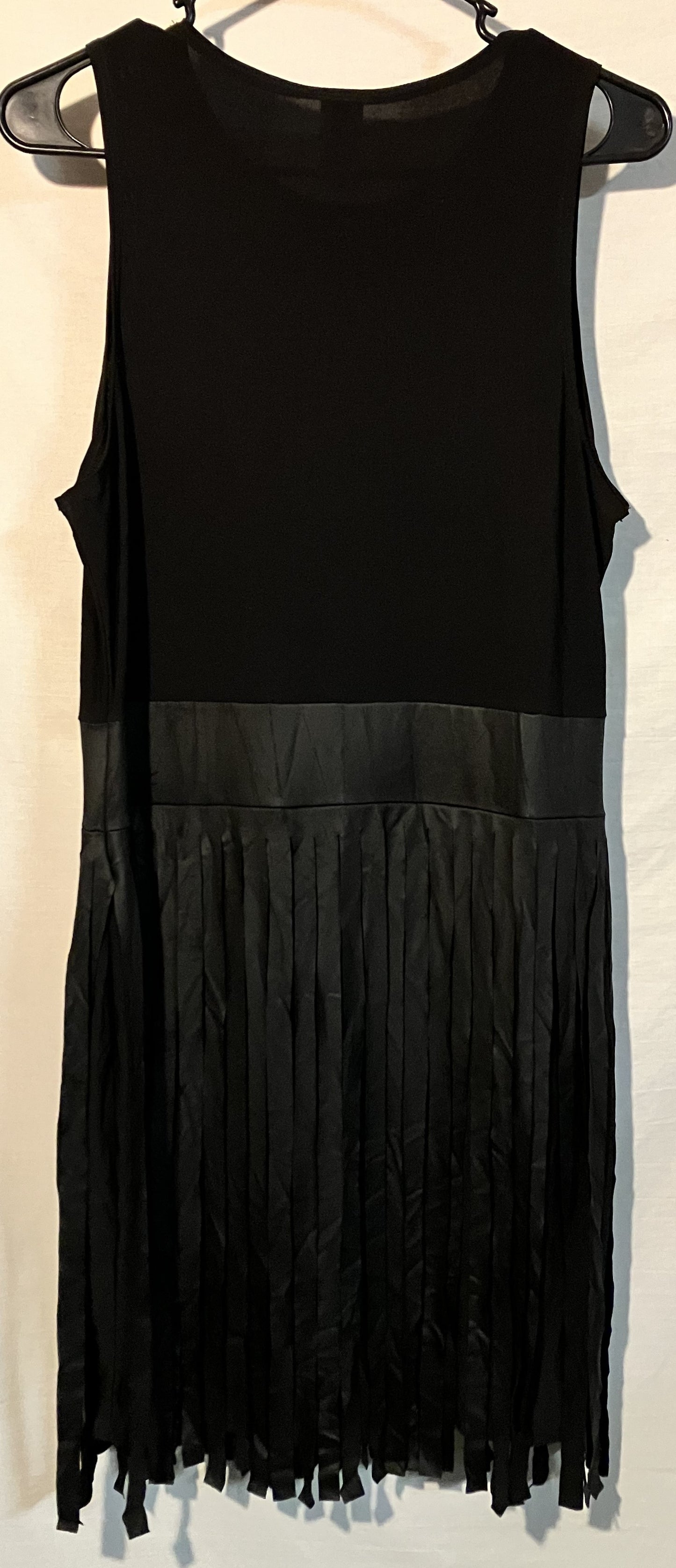 EIEN, Made in the USA faux vegan leather fringed maxi dress, XL