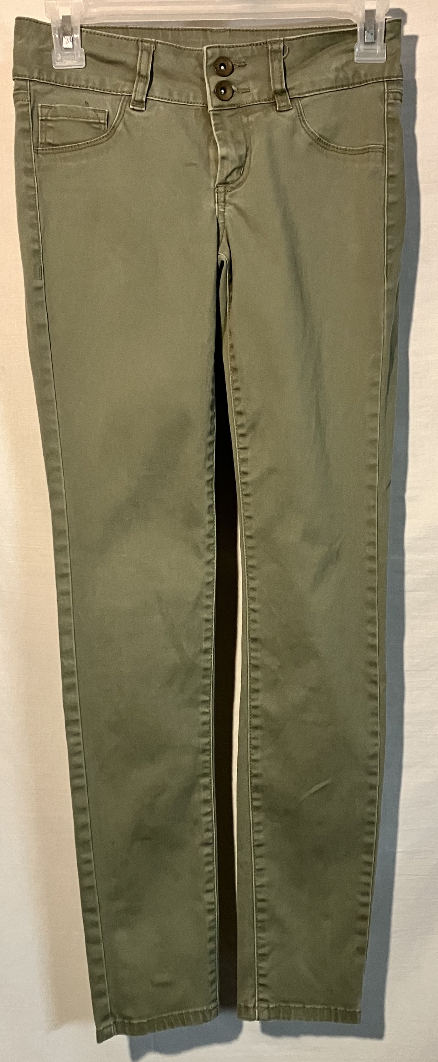 Refuge Olive Green Double Button Jeans, Sz 2