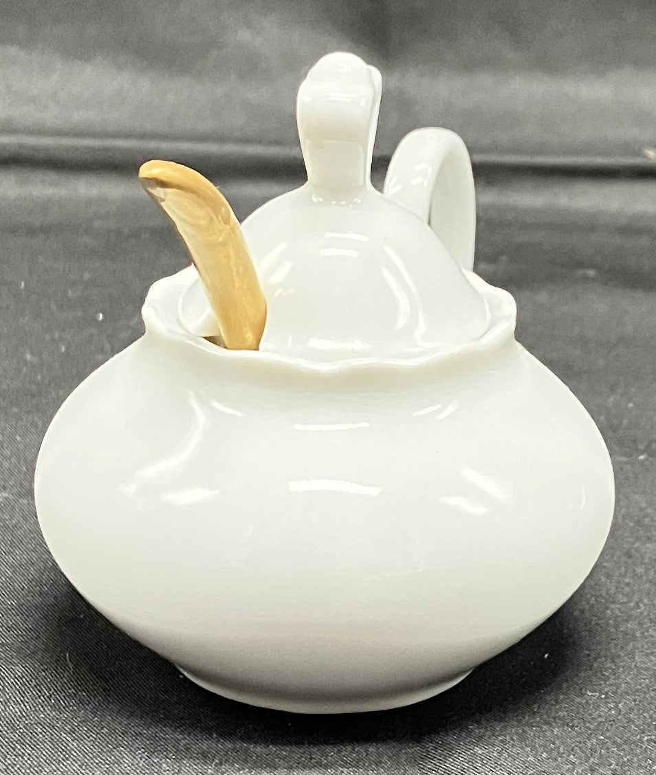 Porcelain Salt/Sugar dish with spoon