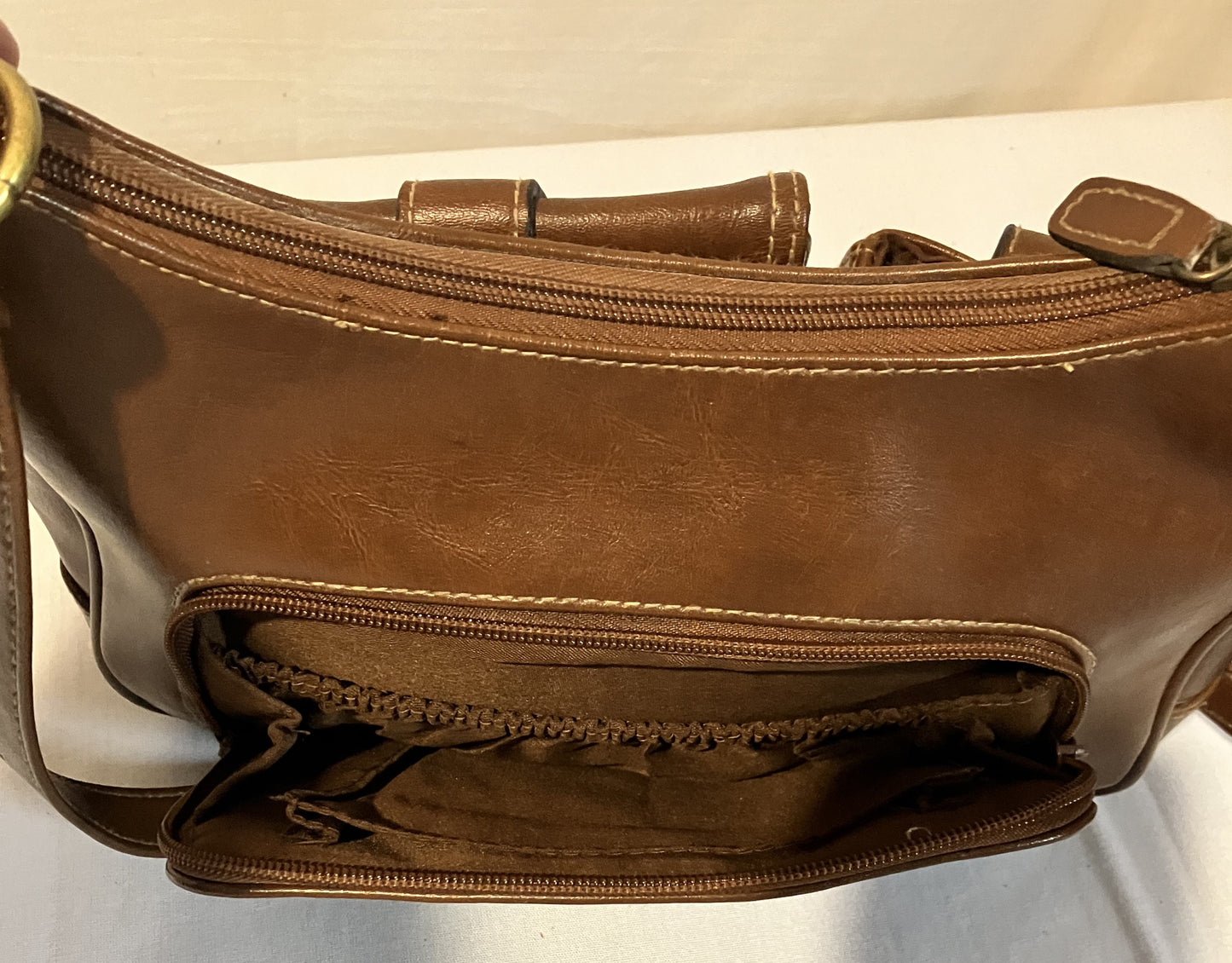 Brown Vinyl Purse/Handbag, Preowned