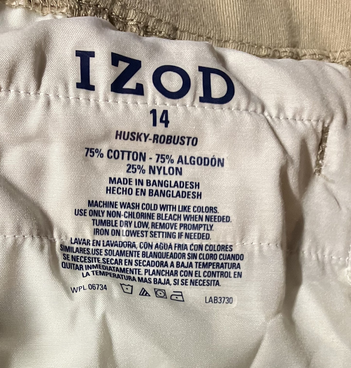 IZOD Khaki Shorts, New with Tags, Size 14 Husky