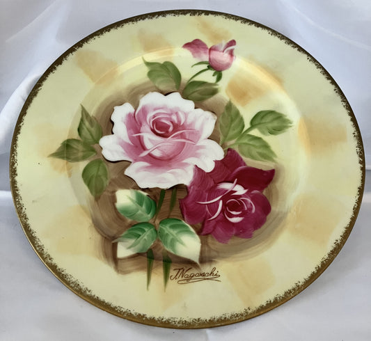 Red Roses Norleans Decorative Plate, Hand Painted, Japan