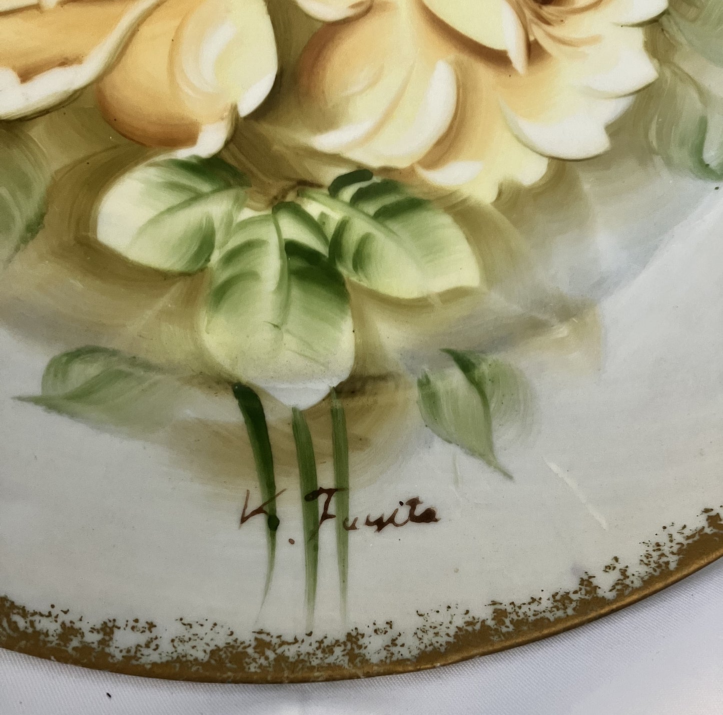 Yellow Roses Norleans Decorative Plate, Hand Painted, Japan