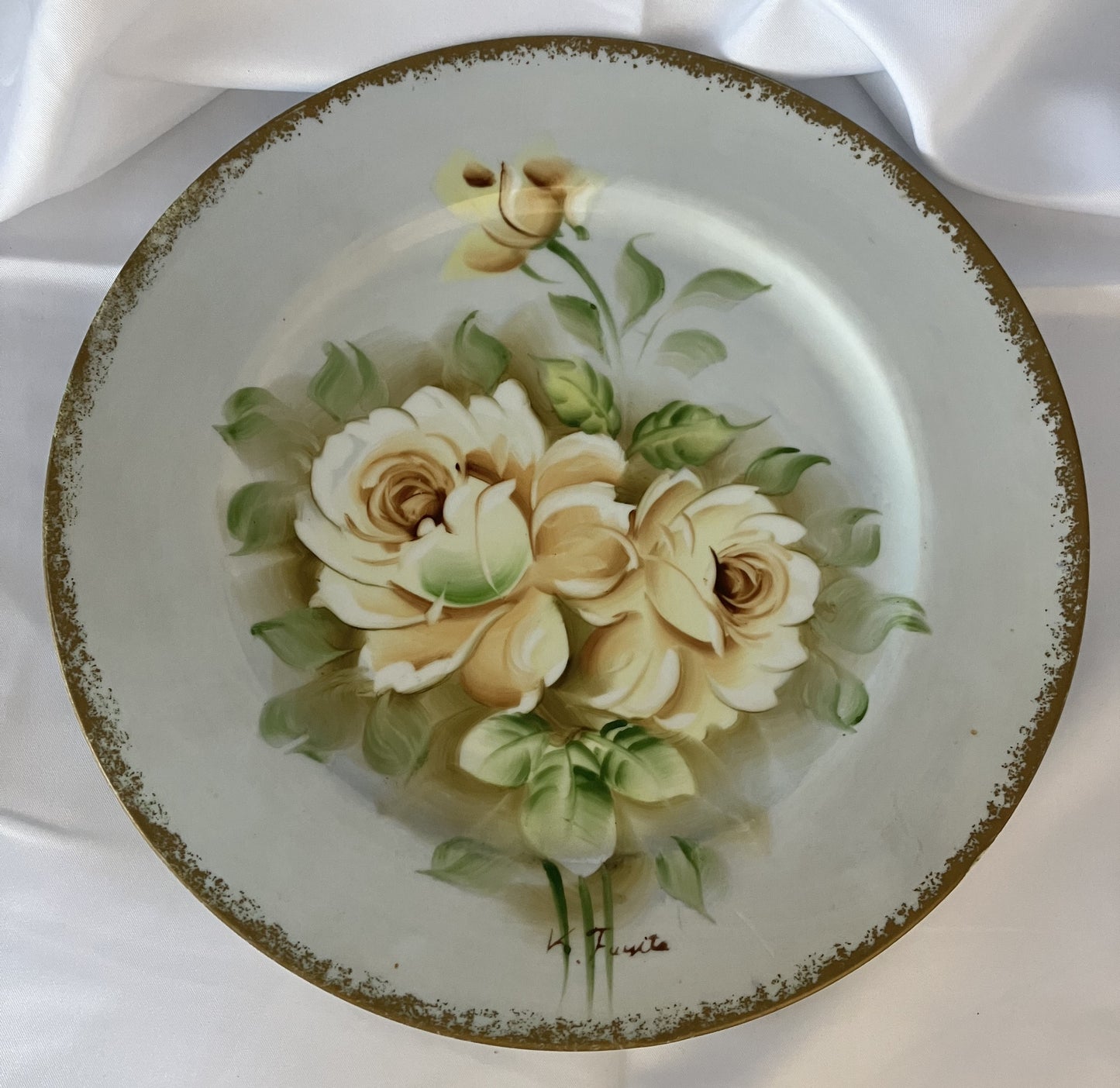 Yellow Roses Norleans Decorative Plate, Hand Painted, Japan