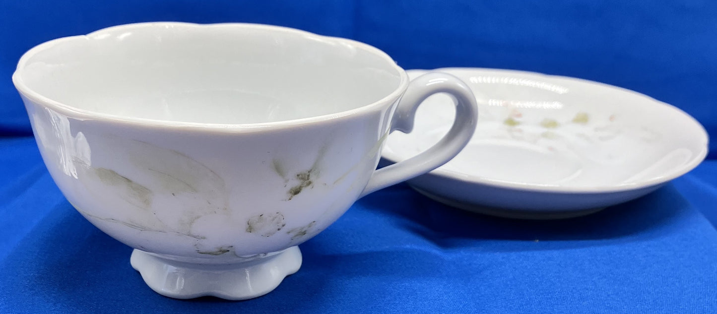 Teacup and Saucer set, Floral with scalloped edges