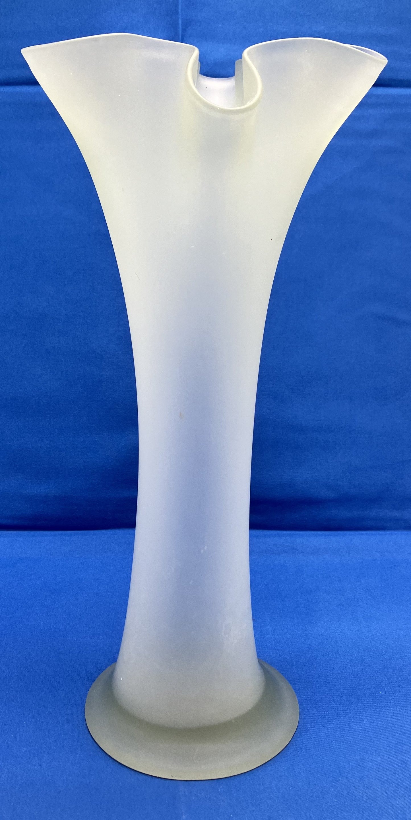 Fluted Light Green Frosted Glass Vase-Hand Blown