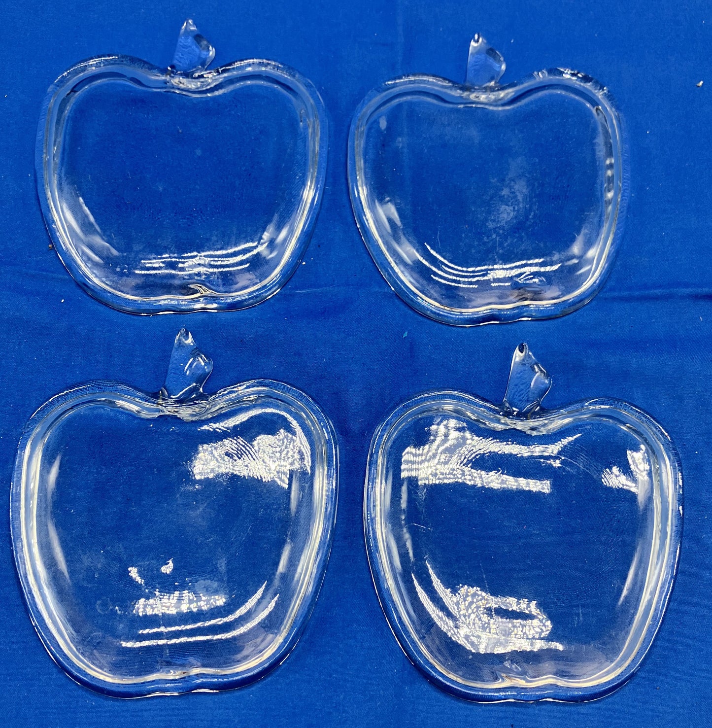 Hazel Atlas Vintage Glass Apple Shaped Snack Plates Set of 4