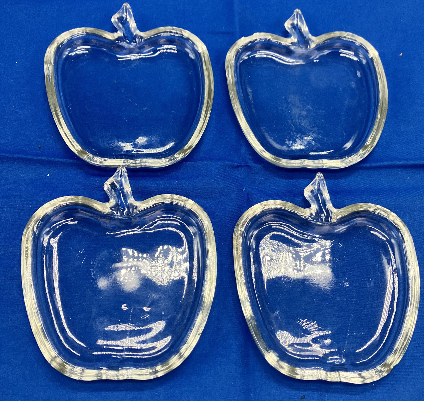 Hazel Atlas Vintage Glass Apple Shaped Snack Plates Set of 4