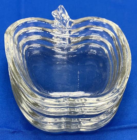 Hazel Atlas Vintage Glass Apple Shaped Snack Plates Set of 4