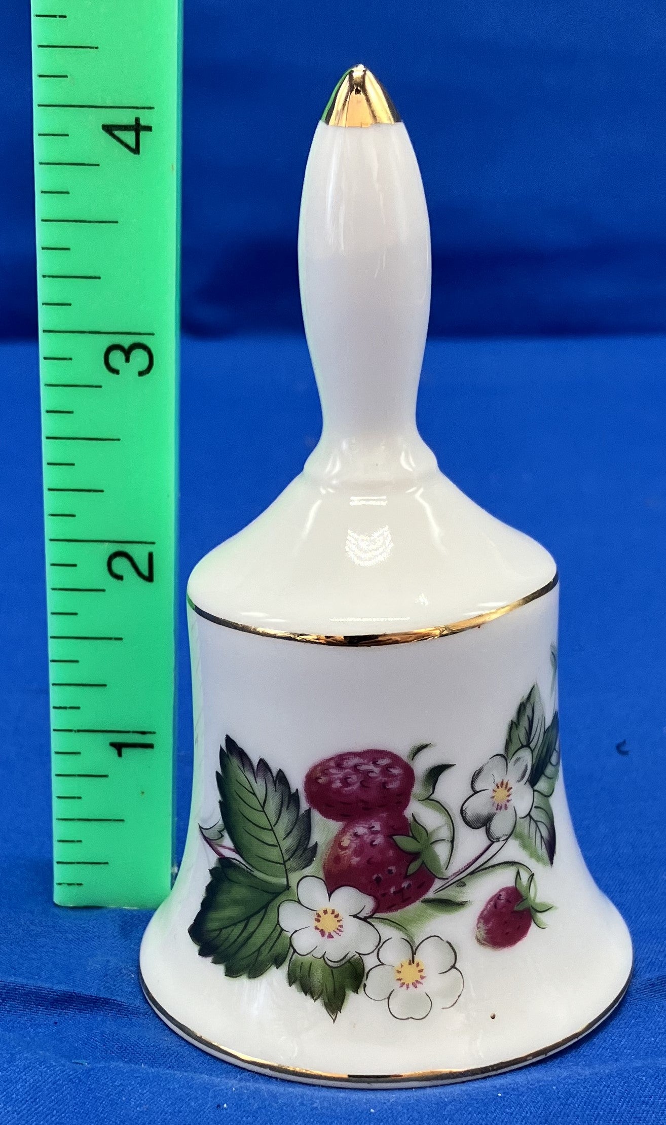 Porcelain China Bell with Strawberries and Blossoms, W Rice & Co.