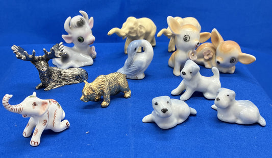 Animal Menagerie, 12 pcs. Porcelain, Metal, Plastic