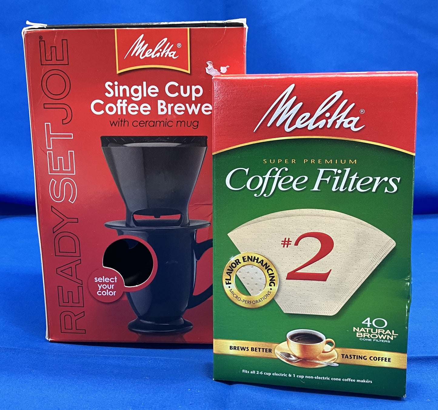 Melitta Ready Set Joe individual cup coffee maker, with filters, black