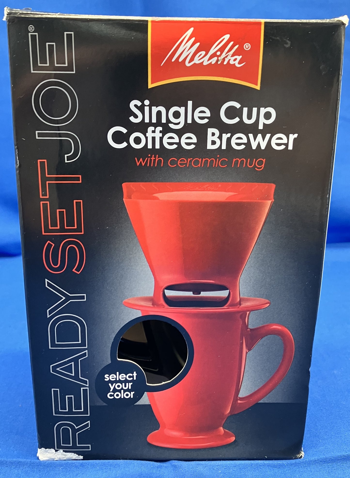 Melitta Ready Set Joe individual cup coffee maker, with filters, black