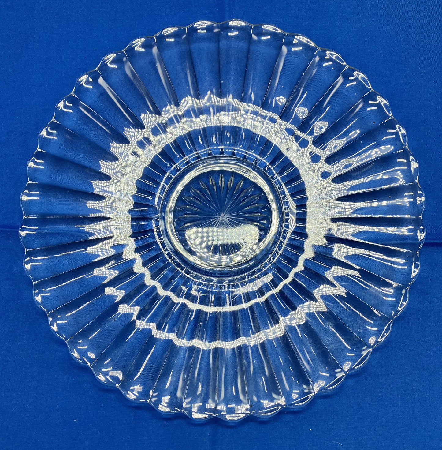 Vintage Clear Glass Cake Plate, 12" diameter