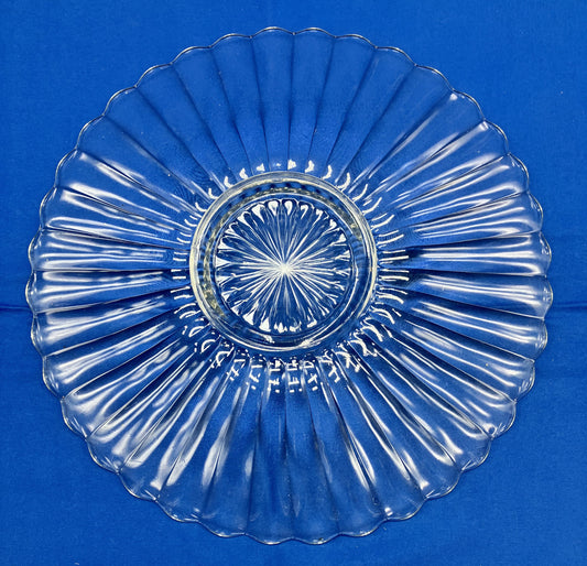 Vintage Clear Glass Cake Plate, 12" diameter