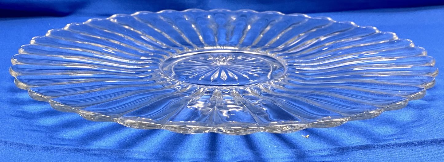 Vintage Clear Glass Cake Plate, 12" diameter