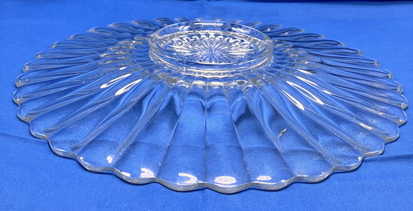 Vintage Clear Glass Cake Plate, 12" diameter