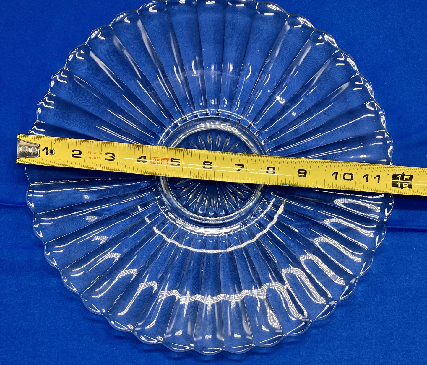 Vintage Clear Glass Cake Plate, 12" diameter