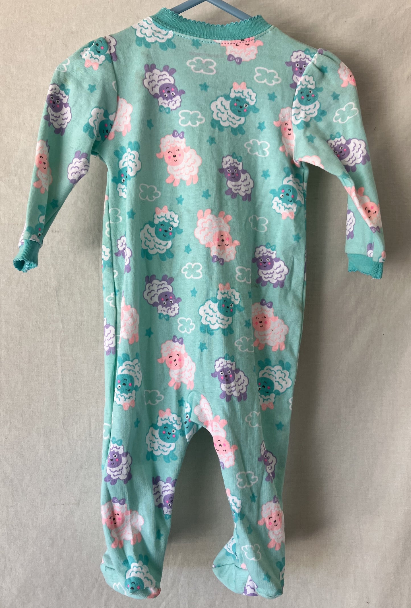 Garanimals One Piece Sleeper/Pajama Green with Baby Sheep, 3-6 mos