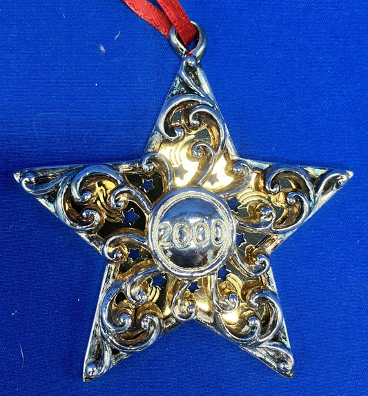 2000 Filigree Star Christmas Ornament by Reed & Barton Gold Color