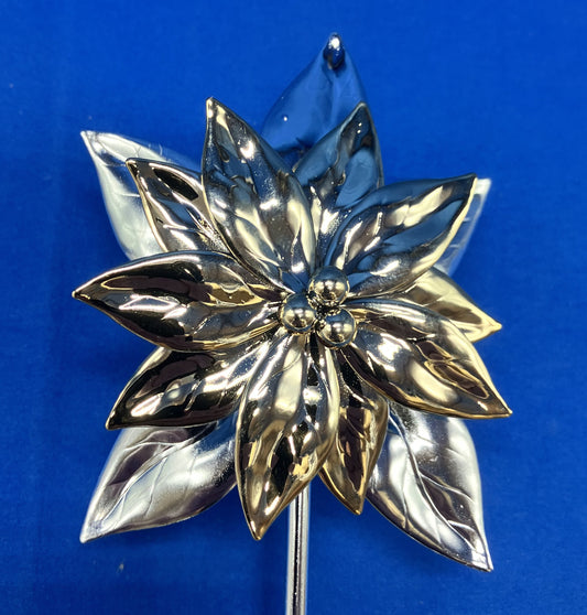 Poinsettia Candle Snuffer Vintage Dept 56 Gold & Silver