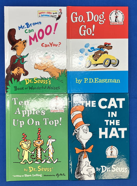 Set of 4 Beginner Books by Dr. Seuss and PD Eastman Cat in The Hat