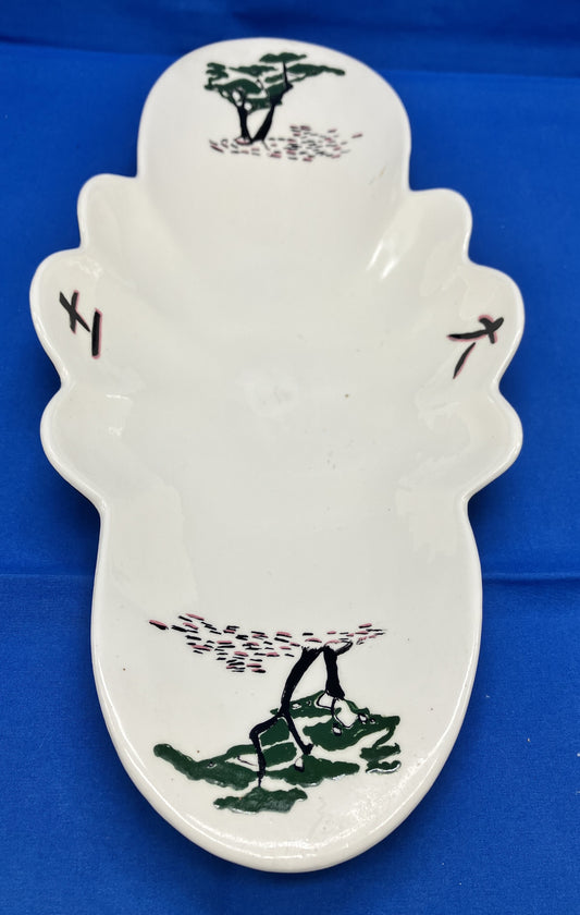 Vintage Ceramic Handmade Hand-painted Serving Dish